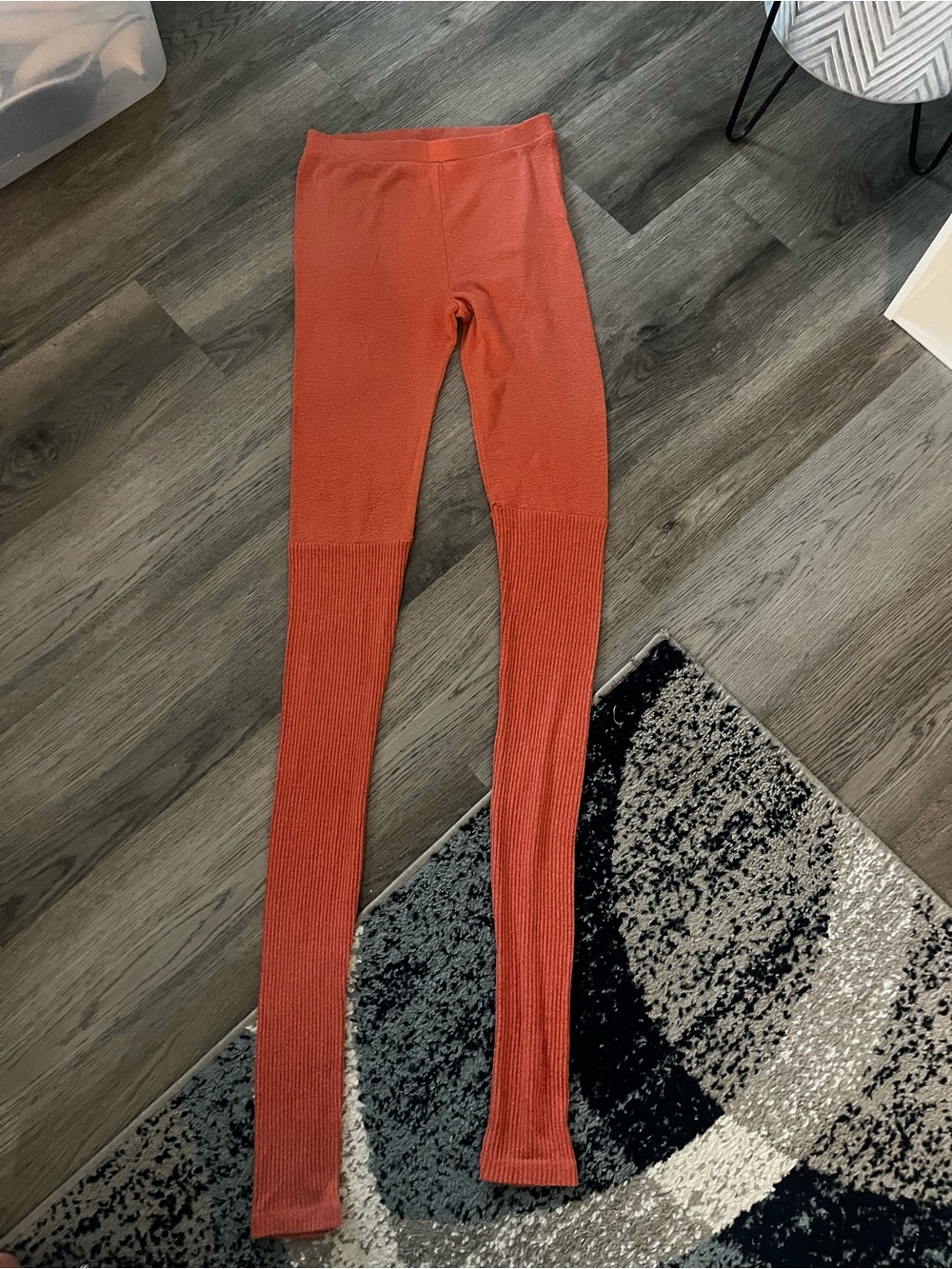 NWOT FREE PEOPLE Knitted Ribbed Burnt Orange Magenta Leggings Size S